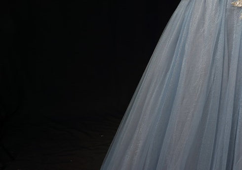 Light Blue High-Neck Tulle Ball Gown Wedding Dress - Embellished Wedding Dress - Aline Ball Gown Wedding Dress Plus Size